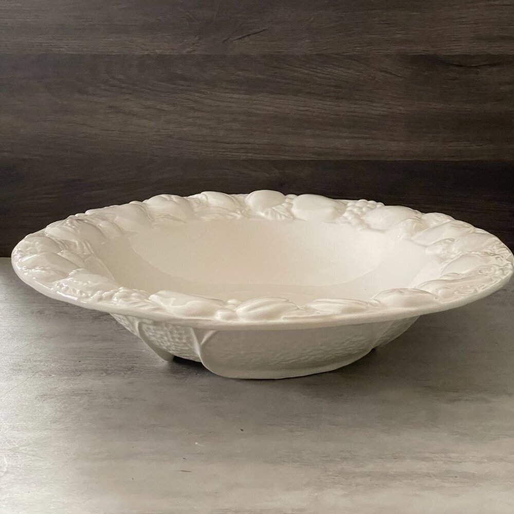 NWT Pier 1 Harvest Pattern White Earthenware 16" Serving Bowl Italy Discontinued